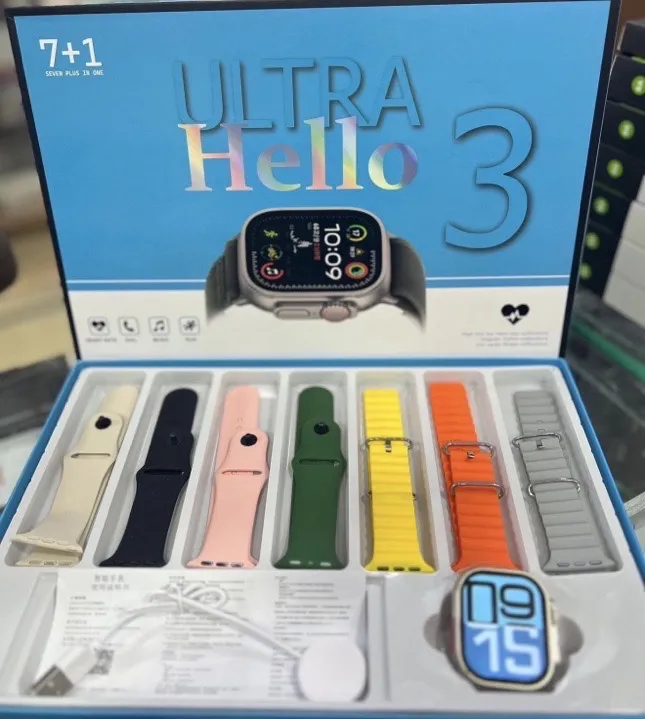 ✅Smart Watch Hello Ultra 3 - 7+1 49MM🟦 Incluye:7 correas de colores intercambiables (silicona y tipo textil)1 cargador magnético USB