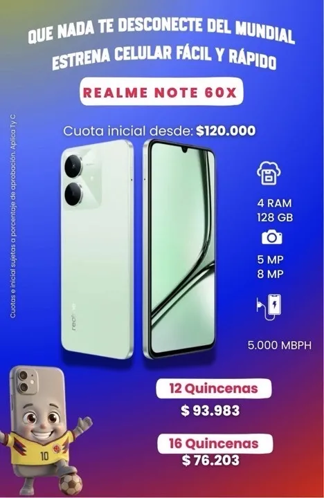REALME NOTE 60X  128GB 4RAM
