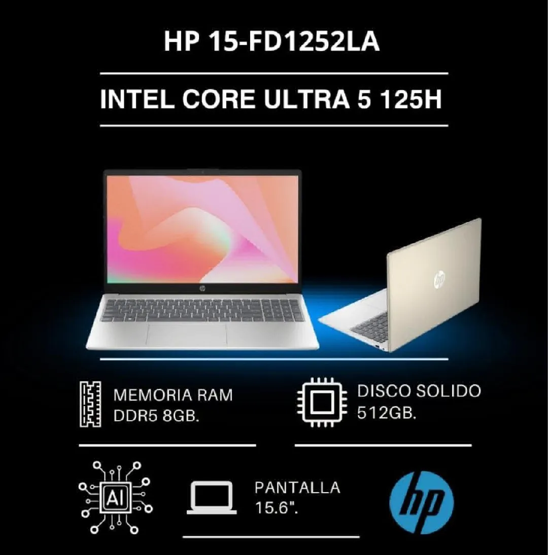 HP 15-FD1252LA. INTEL CORE ULTRA5 125H.DISCO SOLIDO 512GB. RAM DDR58GB