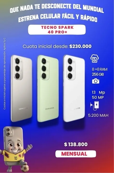 TECNO SPART 40 PRO + 256 GB 8 RAM