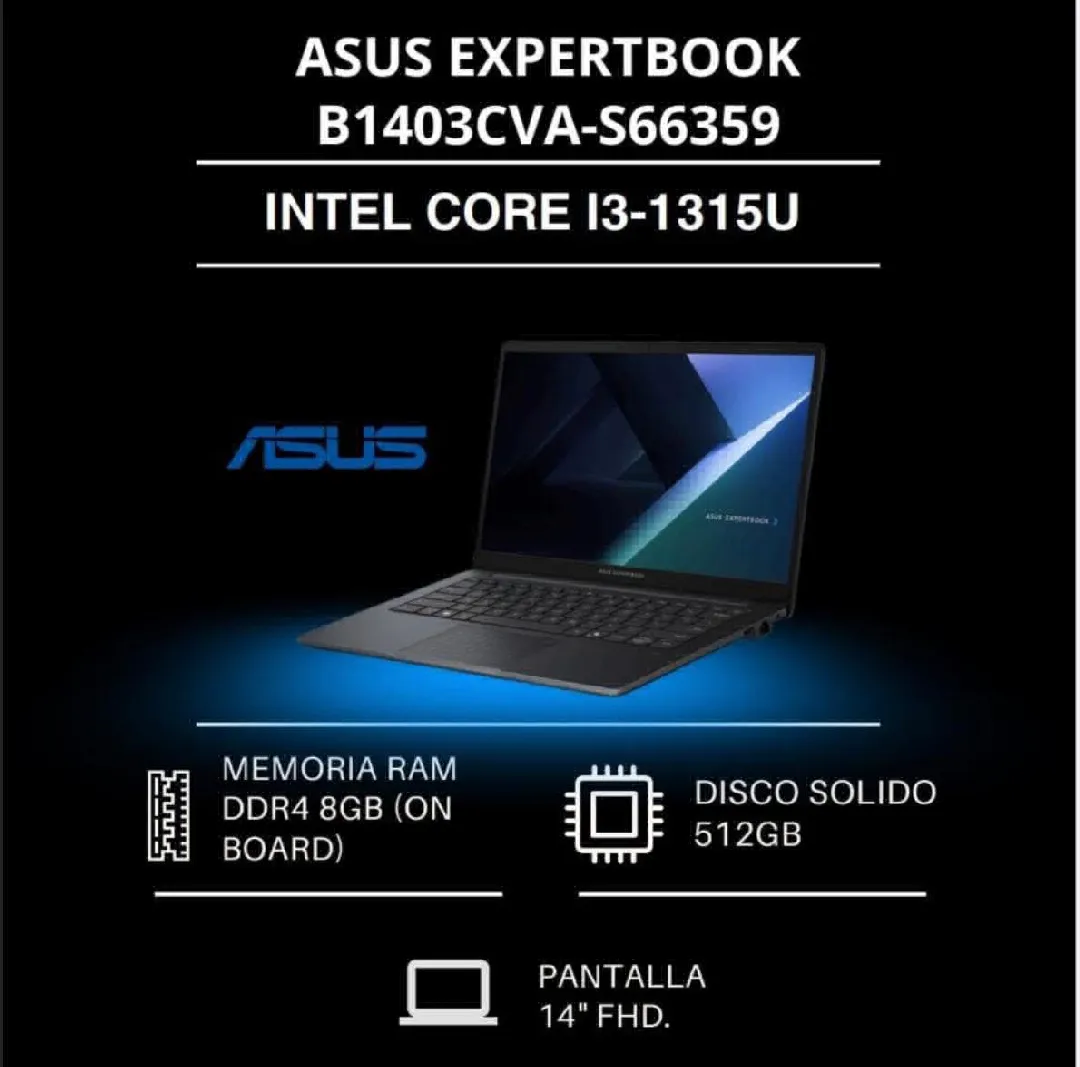 ASUS EXPERTBOOK INTEL COREI3 DISCO SOLIDO 512GB. DDR48GB