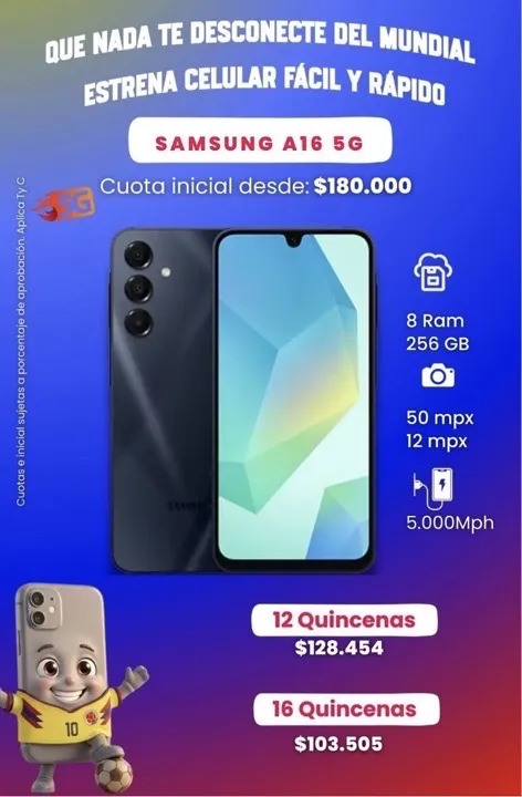 SAMSUNG A16 5G. 256 GB 8 RAM