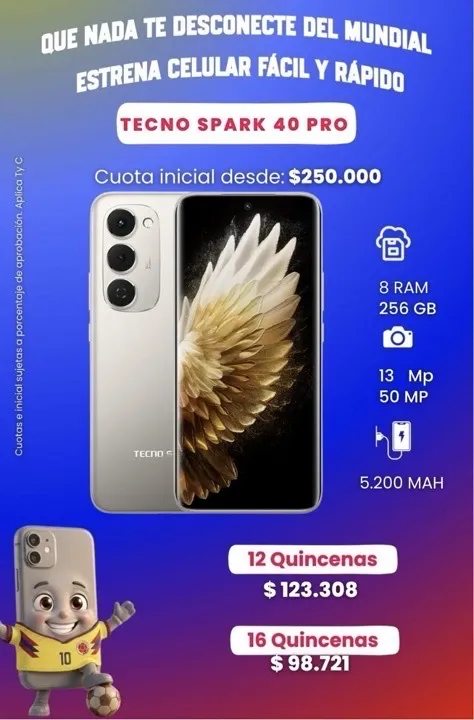 TECNO SPARK 40 PRO 256 GB 8 RAM