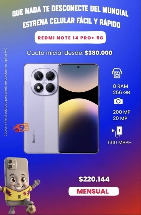 REDMI NOTE 14PRO+ 5G 256GB 8RAM