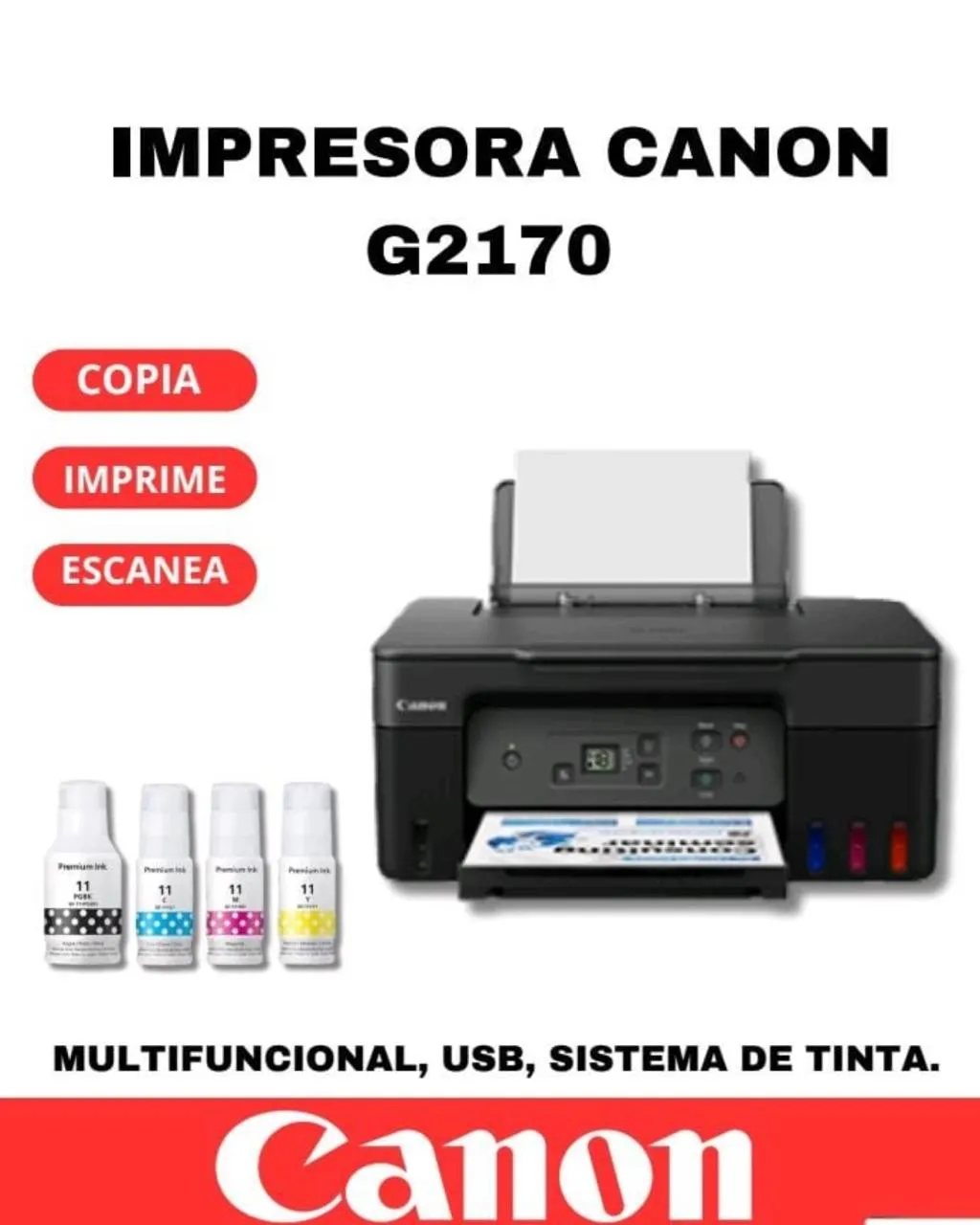 IMPRESORA CANON G2170, MULTIFUNCIONAL COPIA IMPRIME ESCANEA