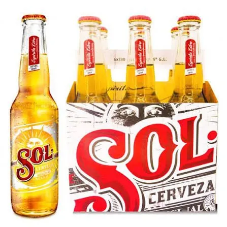 Sixpack Cerveza Sol vidrio 330ml