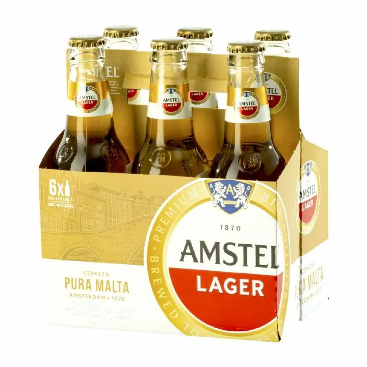Sixpack Cerveza Amstel lager 330ml vidrio