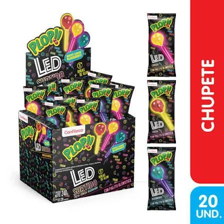 caja chupete plop led 20u