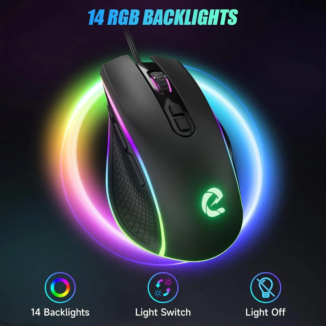 🖱️ Mouse Gamer ELECGO RGB Programable 8 Botones Precisión y control total 🎮🔥