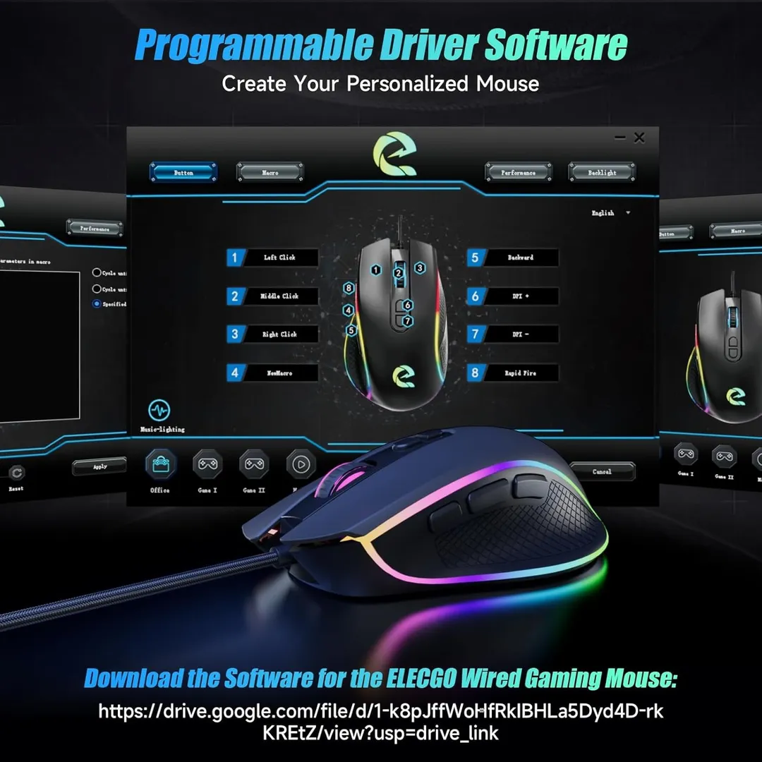 🖱️ Mouse Gamer ELECGO RGB Programable 8 Botones Precisión y control total 🎮🔥