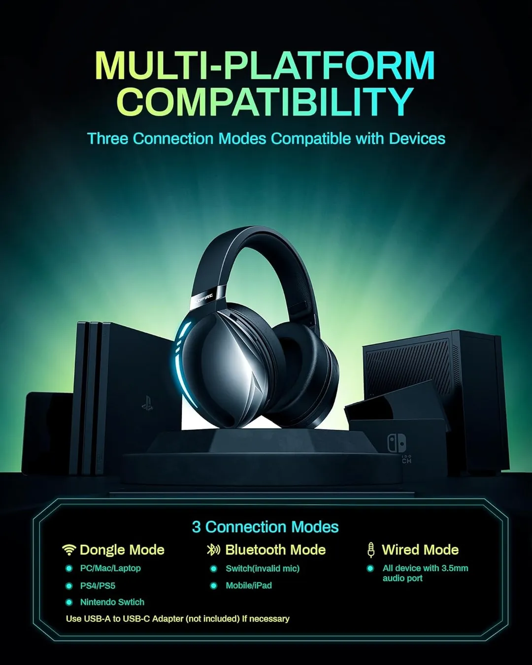 Auriculares Inalámbricos y Cableados 2.4Hz + Bluetooth Kofire UG-06
