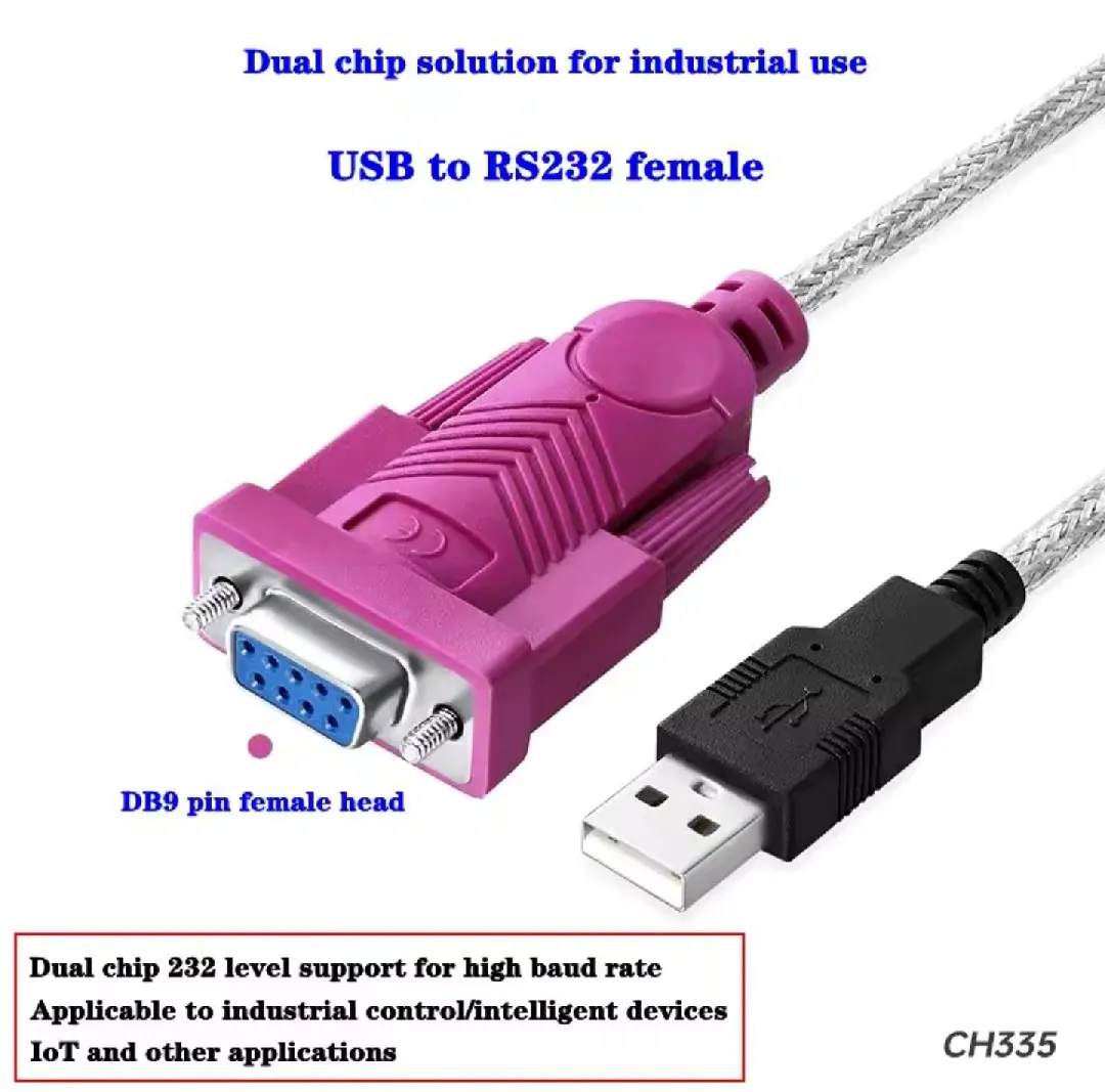 Cable/Convertidor USB a RS232 Hembra CH335-CH340 1.5Mts
