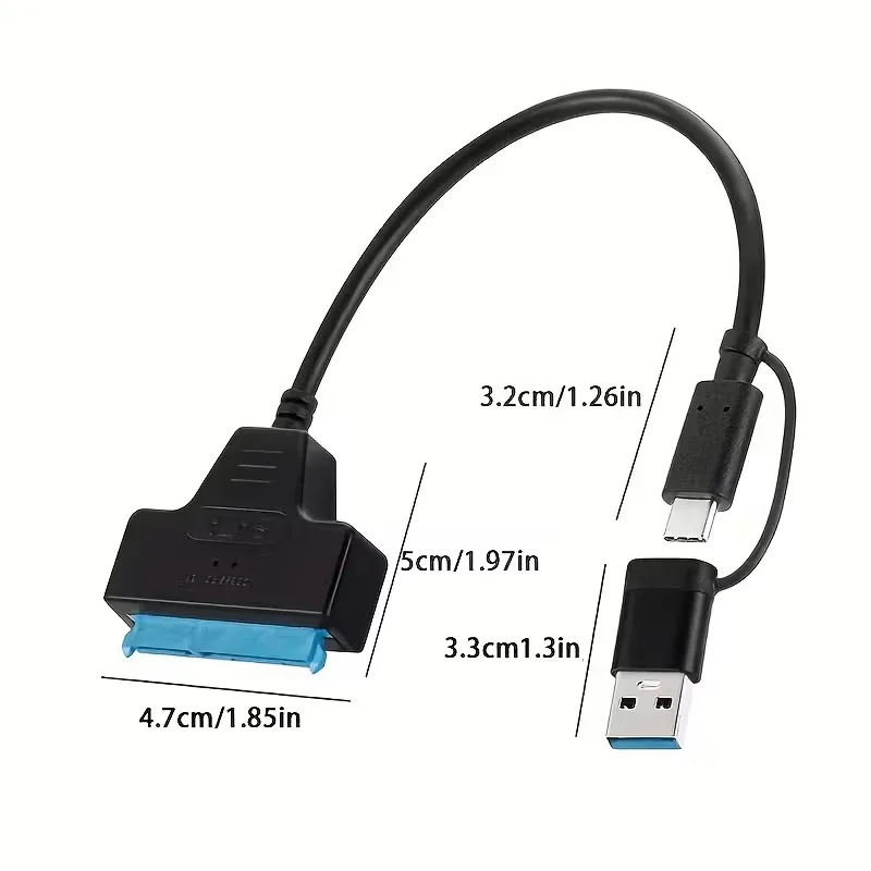 Adaptador SATA a USB/USB C 3.0 Para SSD 2.5" y HDD 2.5"