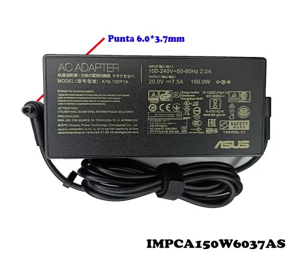 ASUS - CARGADOR DE ASUS ORIGINAL DE SEGUNDA 20V A 7.5 A PUNTA 6.0 3.7