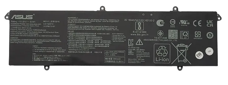 ASUS - BATERIA DE ASUS  VIVOBOOK 63 WH C31N2019 ORIGINAL 