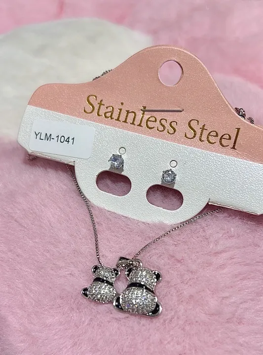 set aretes y collar rodio 010