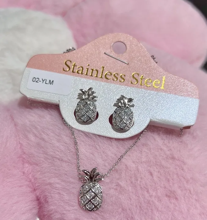set aretes y collar rodio 018