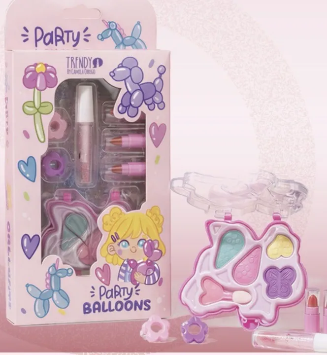 trendy locura kit maquillaje niña party balloons