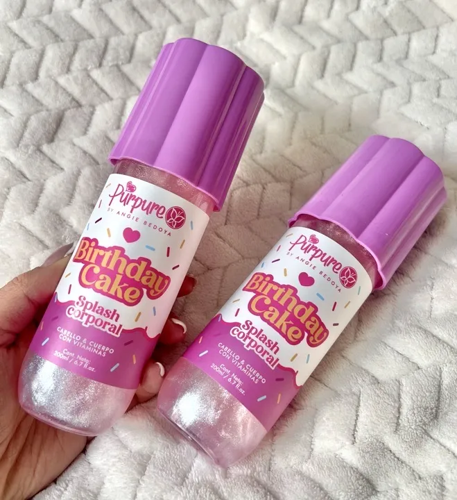 splash birthday cake Importado con shimmer púrpure