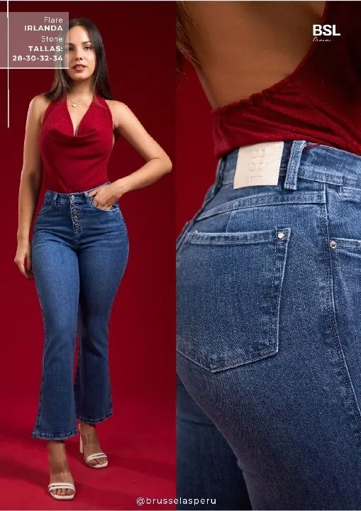 436 Jean flare 5 botones BSL (varios)