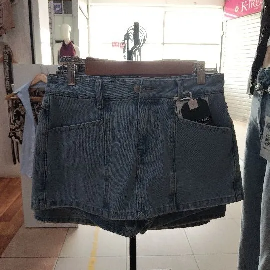 436 falda short bolsillo blue love