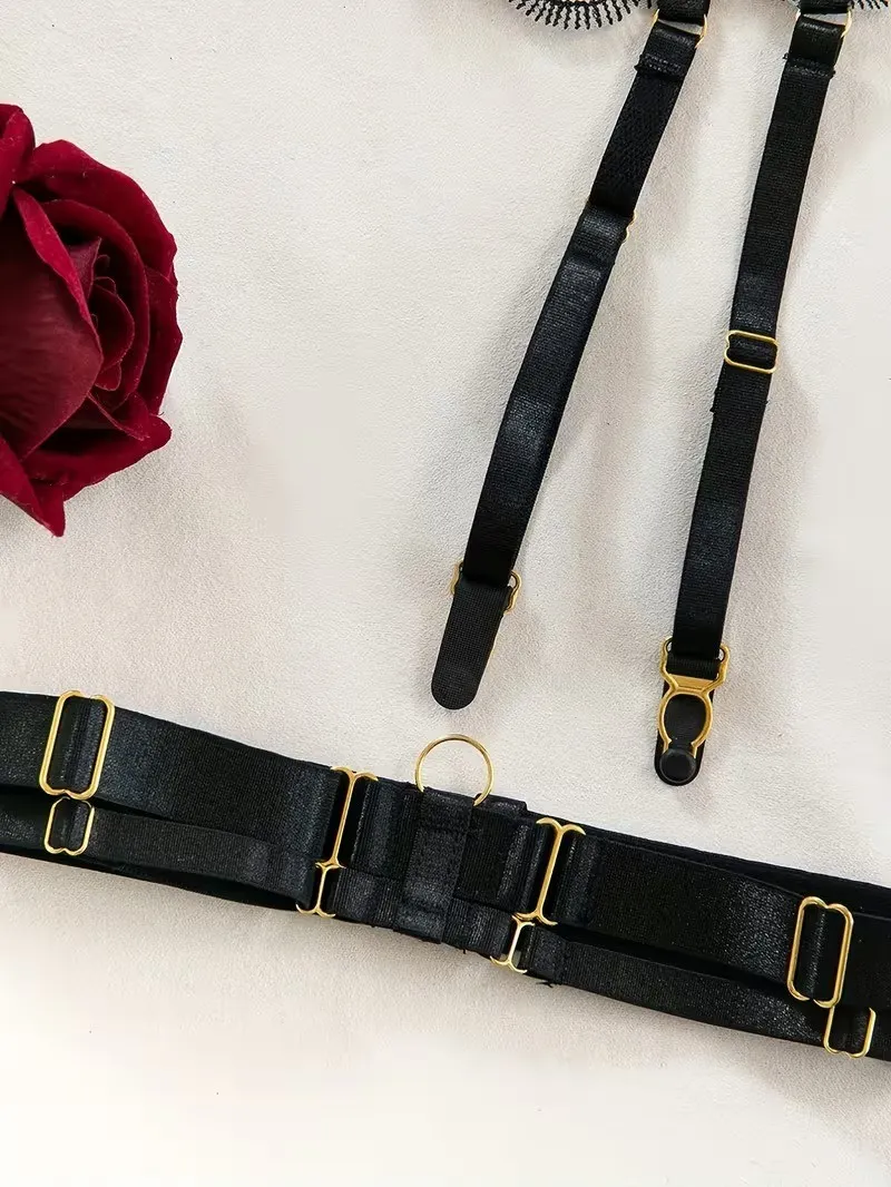 CONJUNTO LIGUERO ENCAJE FLORAL LCL29