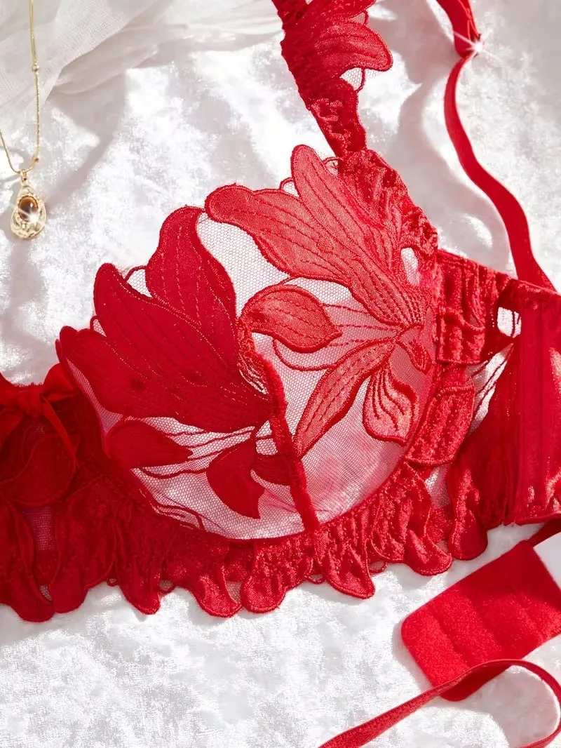 CONJUNTO FLORAL SEDA LCJ29 ROJO
