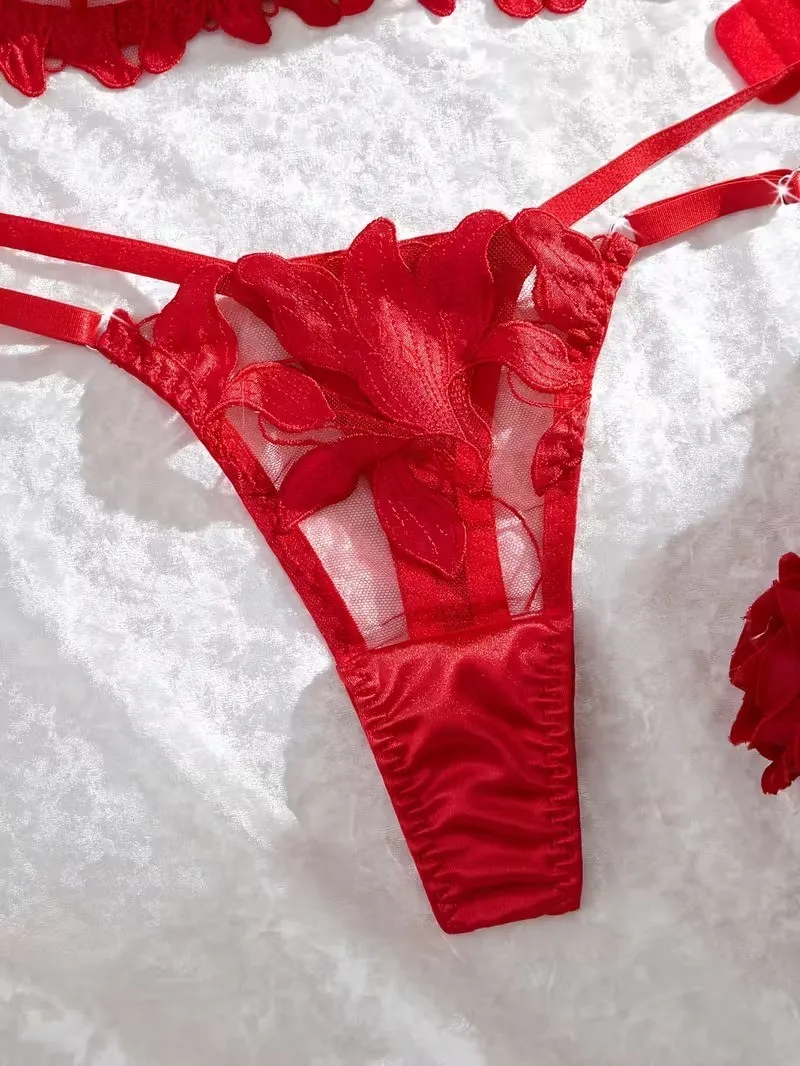 CONJUNTO FLORAL SEDA LCJ29 ROJO