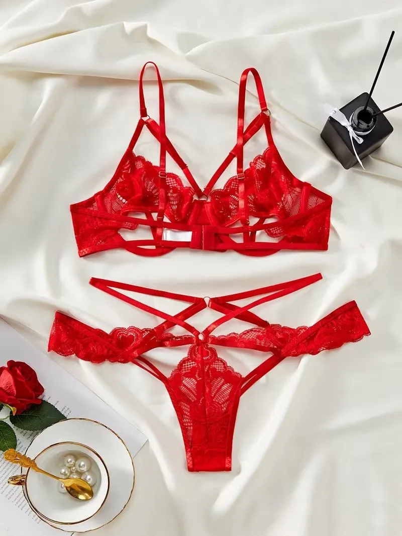 CONJUNTO ENCAJE CORAZON LCJ46