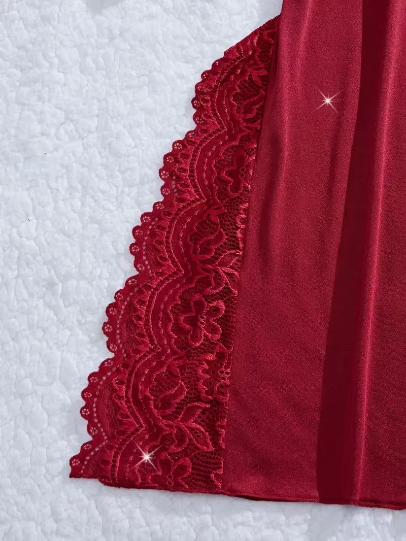 PIJAMA BATA ENCAJE VINO LPJ10