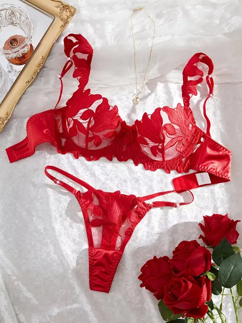 CONJUNTO FLORAL SEDA LCJ29 ROJO