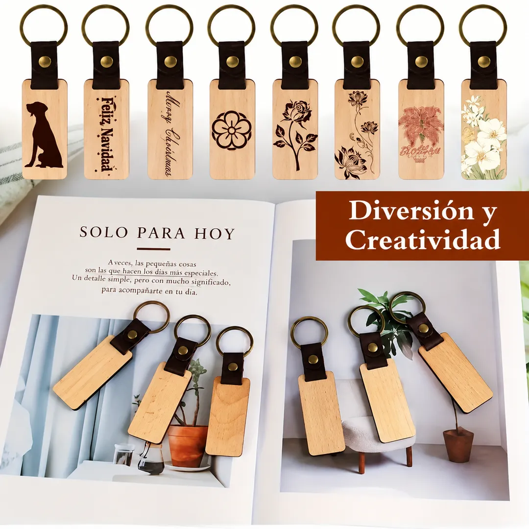 LLAVERO EN MADERA RECTANGULAR