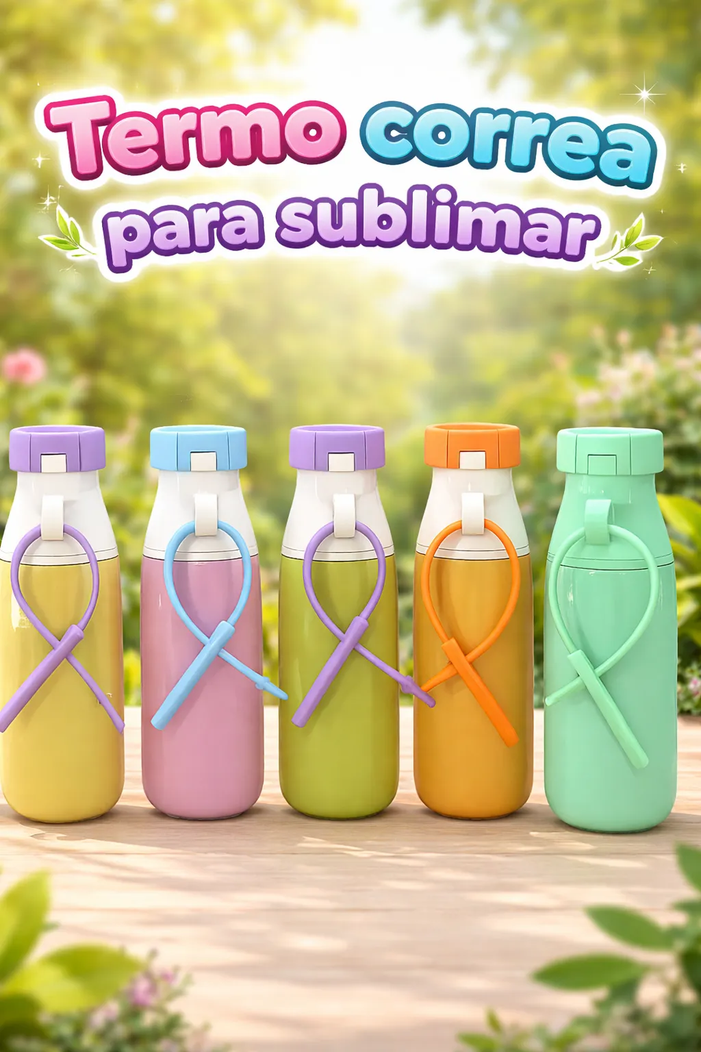 TERMO CORREA VERDE CLARO TAPA MORADA