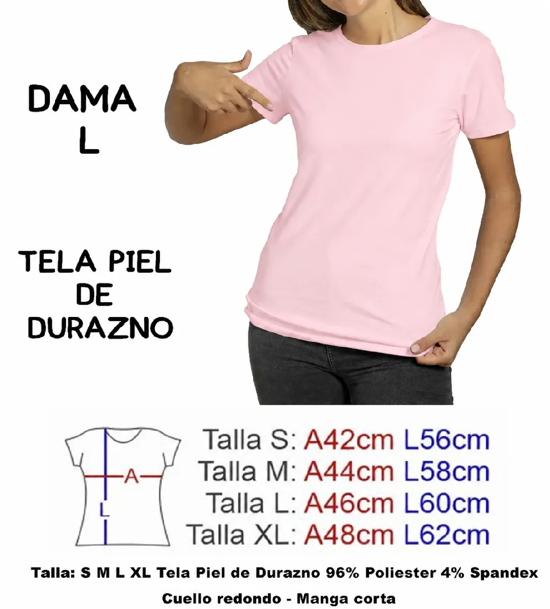 CAMISETA ROSADO CLARO  PIEL DE DURAZNO DAMA L