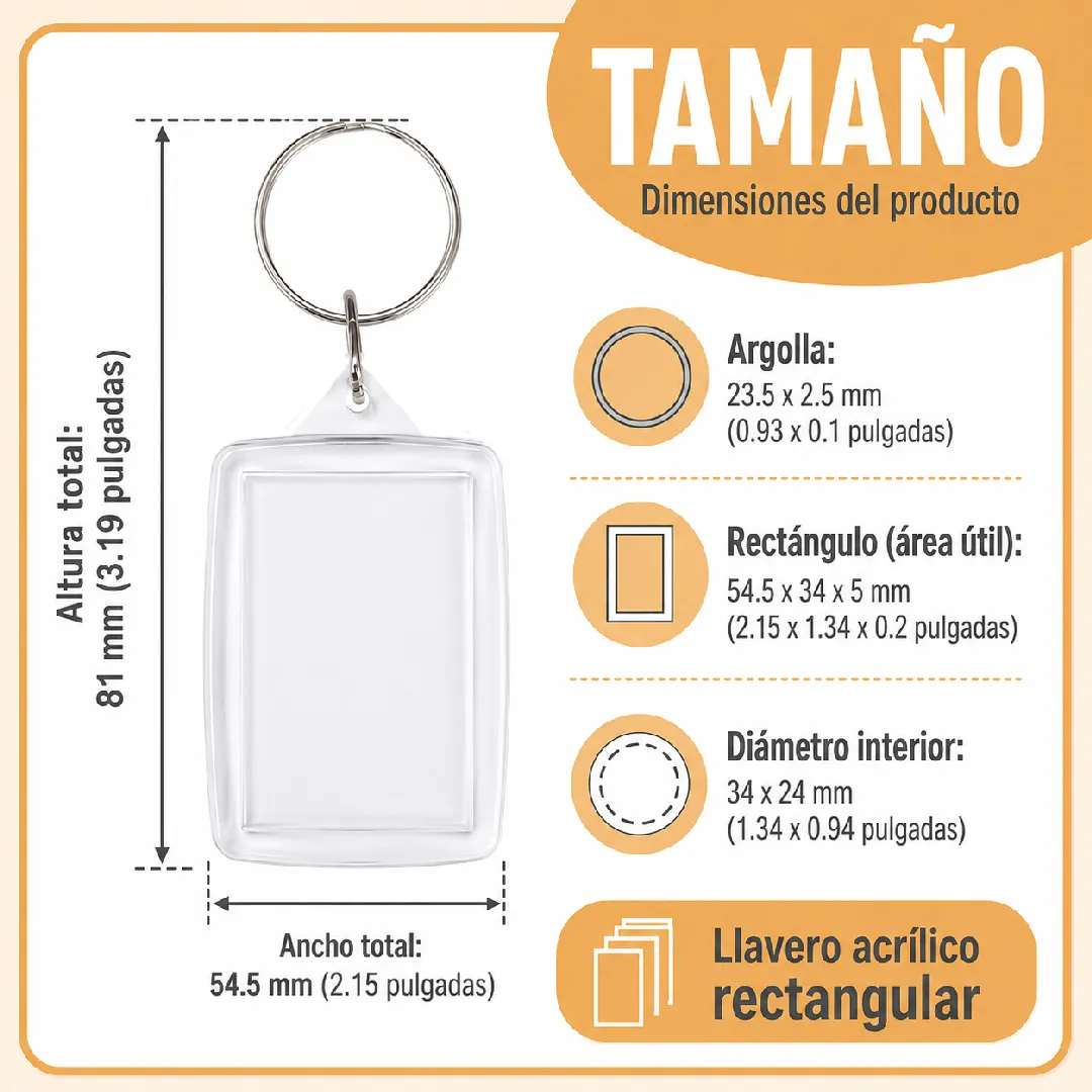 LLAVERO ACRILICO RECTANGULAR LATERAL CURVO