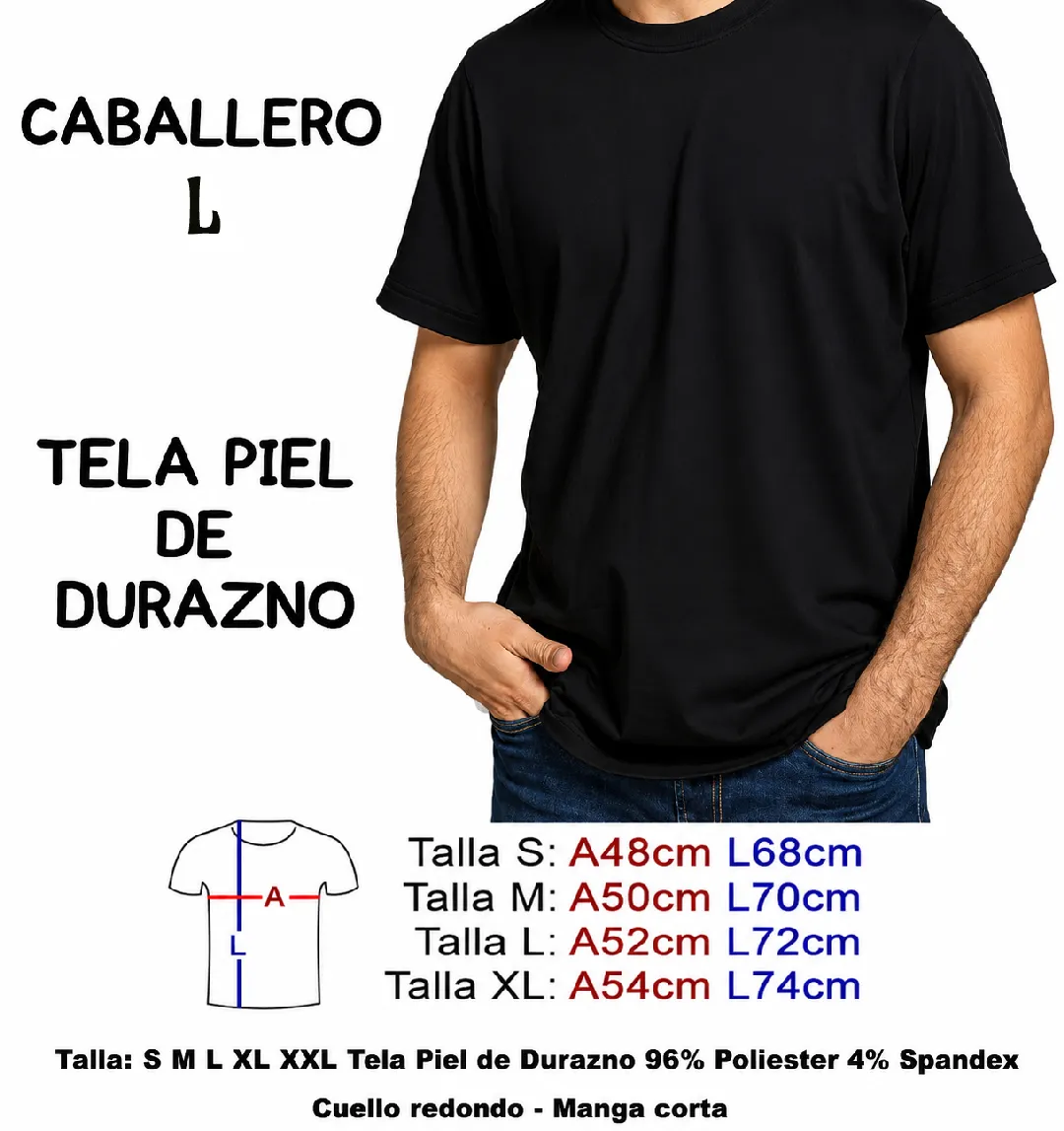 CAMISETA NEGRA PIEL DE DURAZNO CABALLERO TALLA L