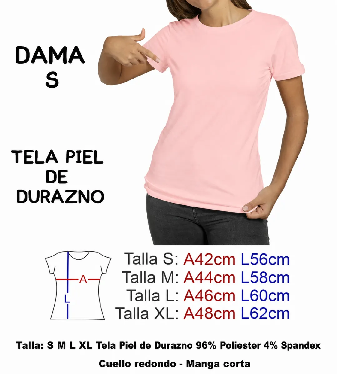 CAMISETA PALO DE ROSA PIEL DE DURAZNO DAMA S