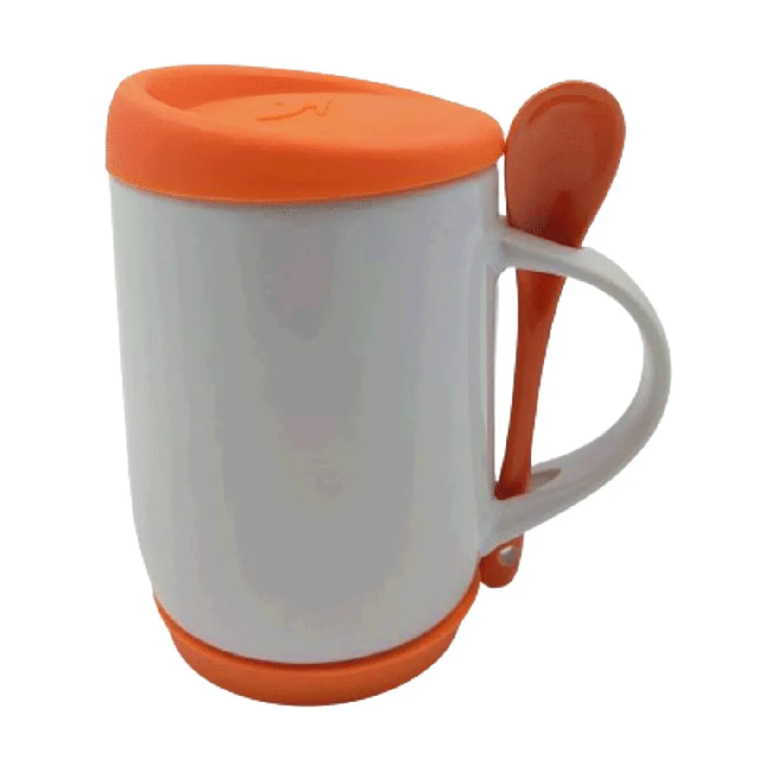 MUGS CUCHARA TAPA SILICONA NARANJADO