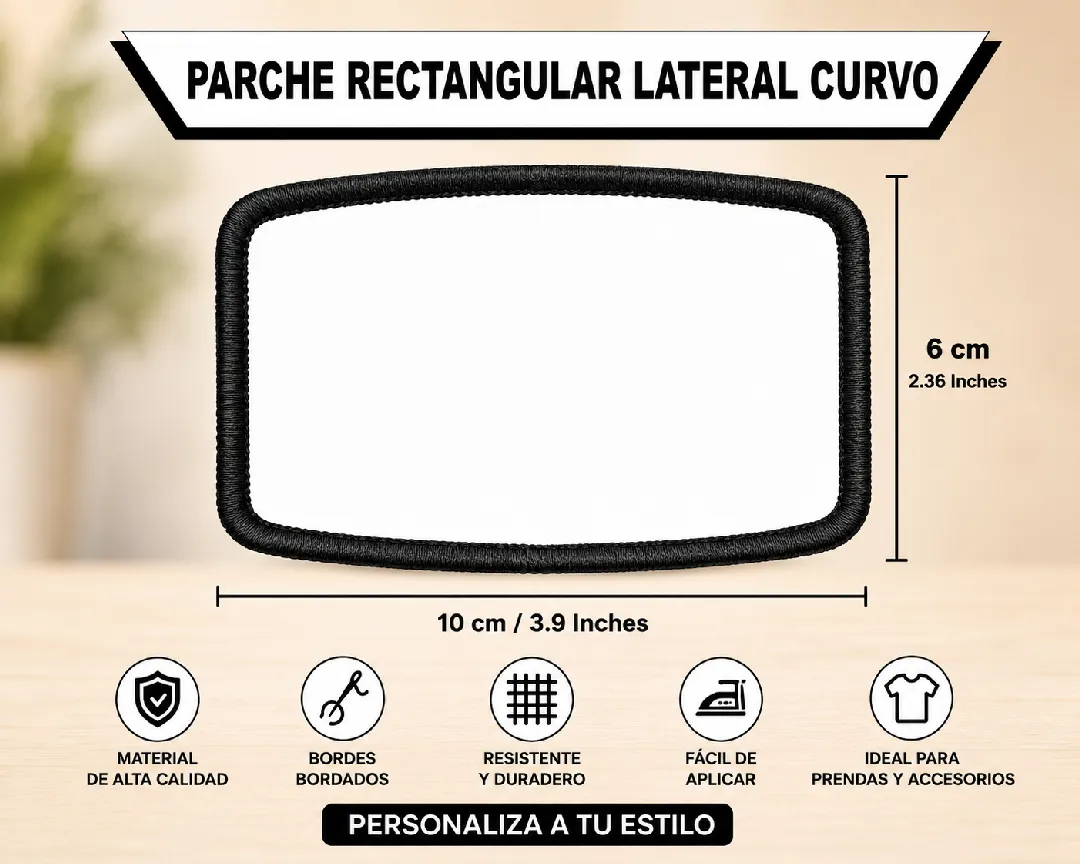 PARCHE RECTANGULAR LATERAL CURVO PARA SUBLIMAR 
