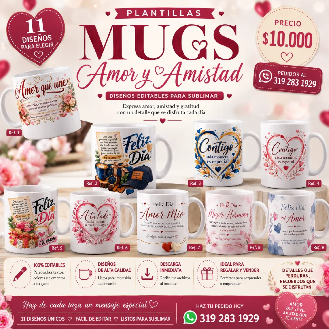PLANTILLA PARA MUGS AMOR Y AMISTAD 1