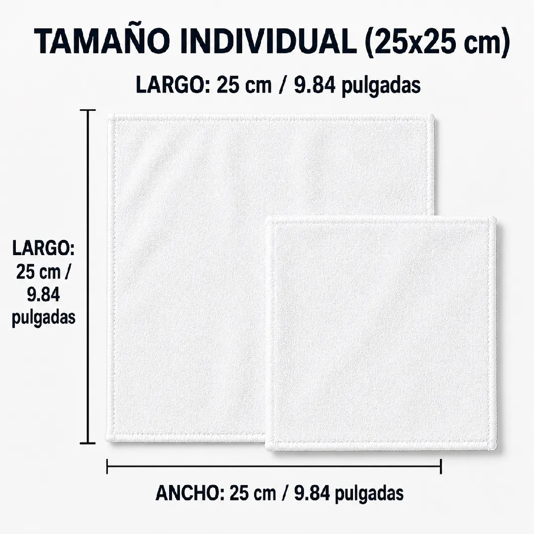 TOALLA PARA SUBLIMAR BLANCAS 25 X 25 CM