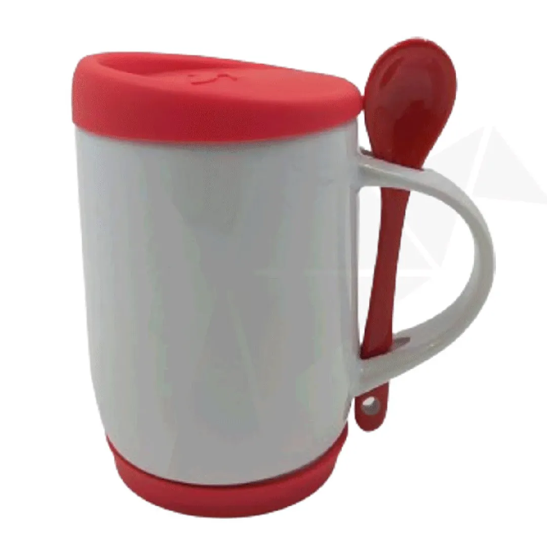 MUGS CUCHARA TAPA SILICONA ROJO