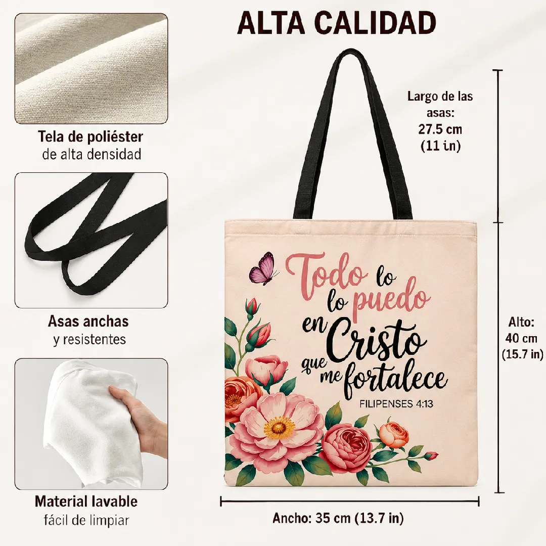 BOLSO EN TELA TODO LO PUEDO EN CRISTO