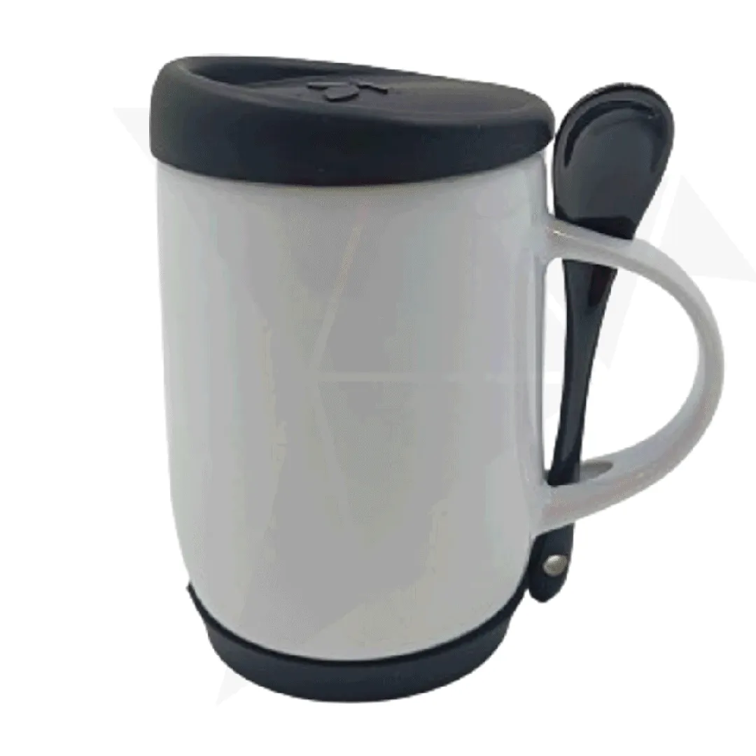 MUGS CUCHARA TAPA SILICONA NEGRO