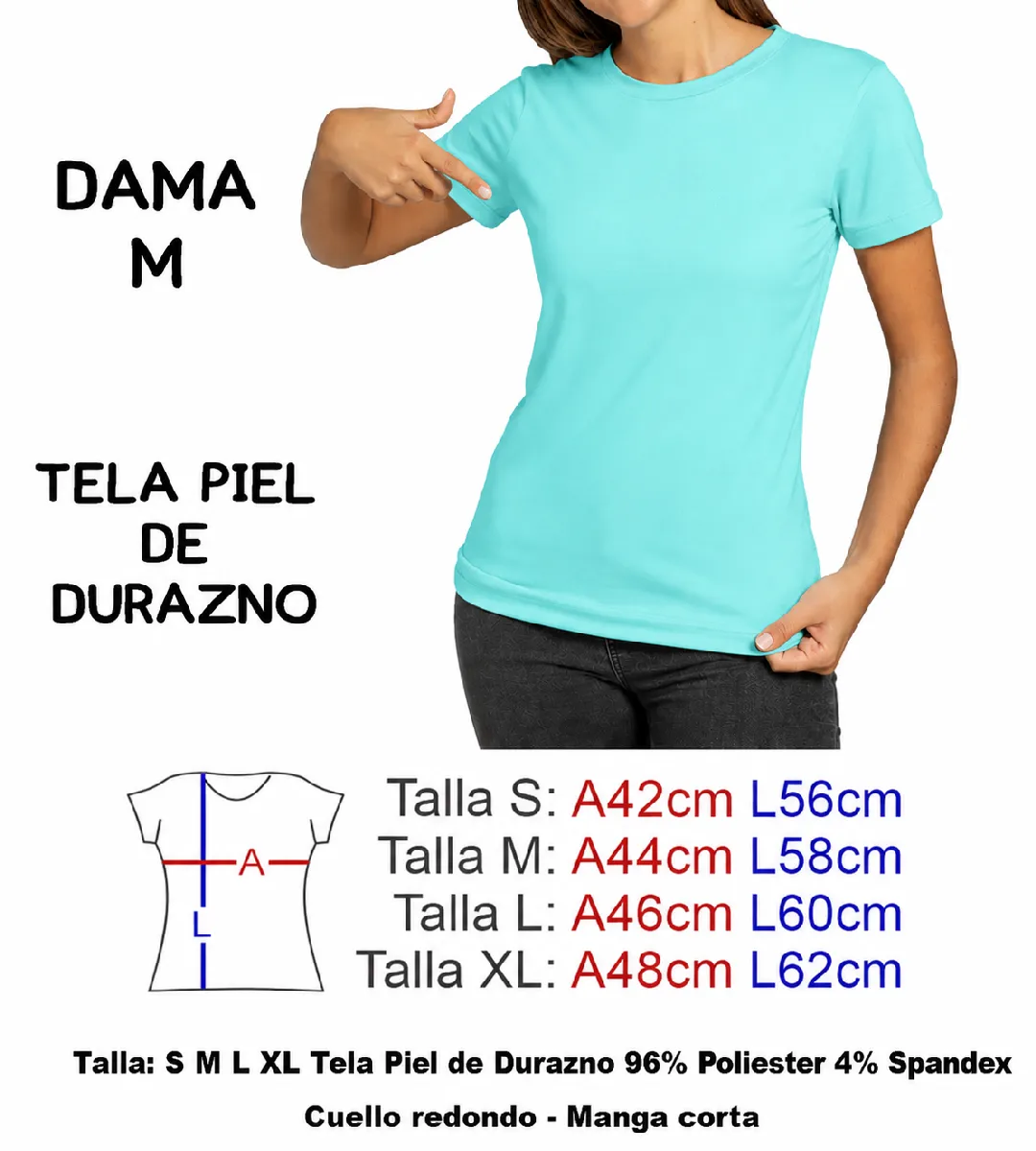 CAMISETA VERDE MENTA  PIEL DE DURAZNO DAMA TALLA M
