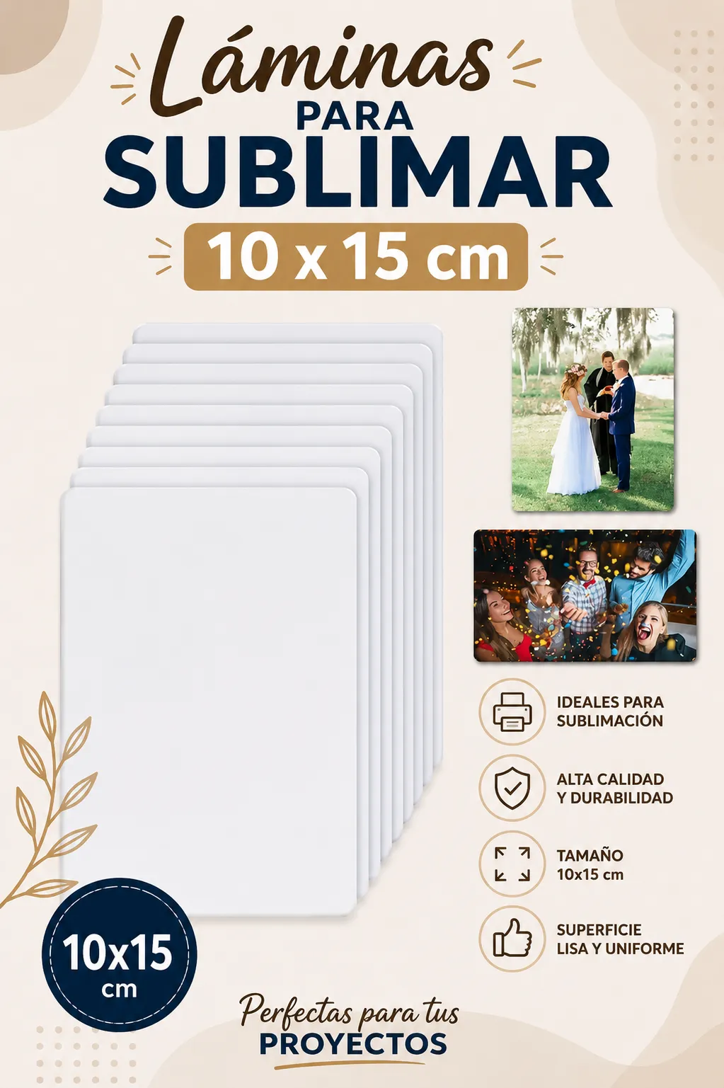 LAMINAS PARA SUBLIMAR BLANCAS 10x15 CM