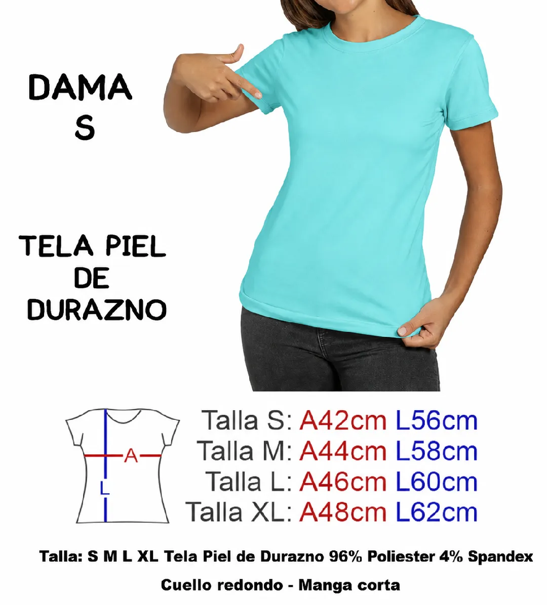 CAMISETA VERDE MENTA  PIEL DE DURAZNO DAMA TALLA S