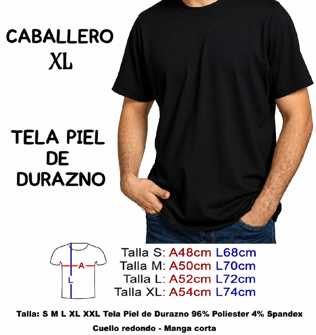 CAMISETA NEGRA PIEL DE DURAZNO CABALLERO TALLA XL