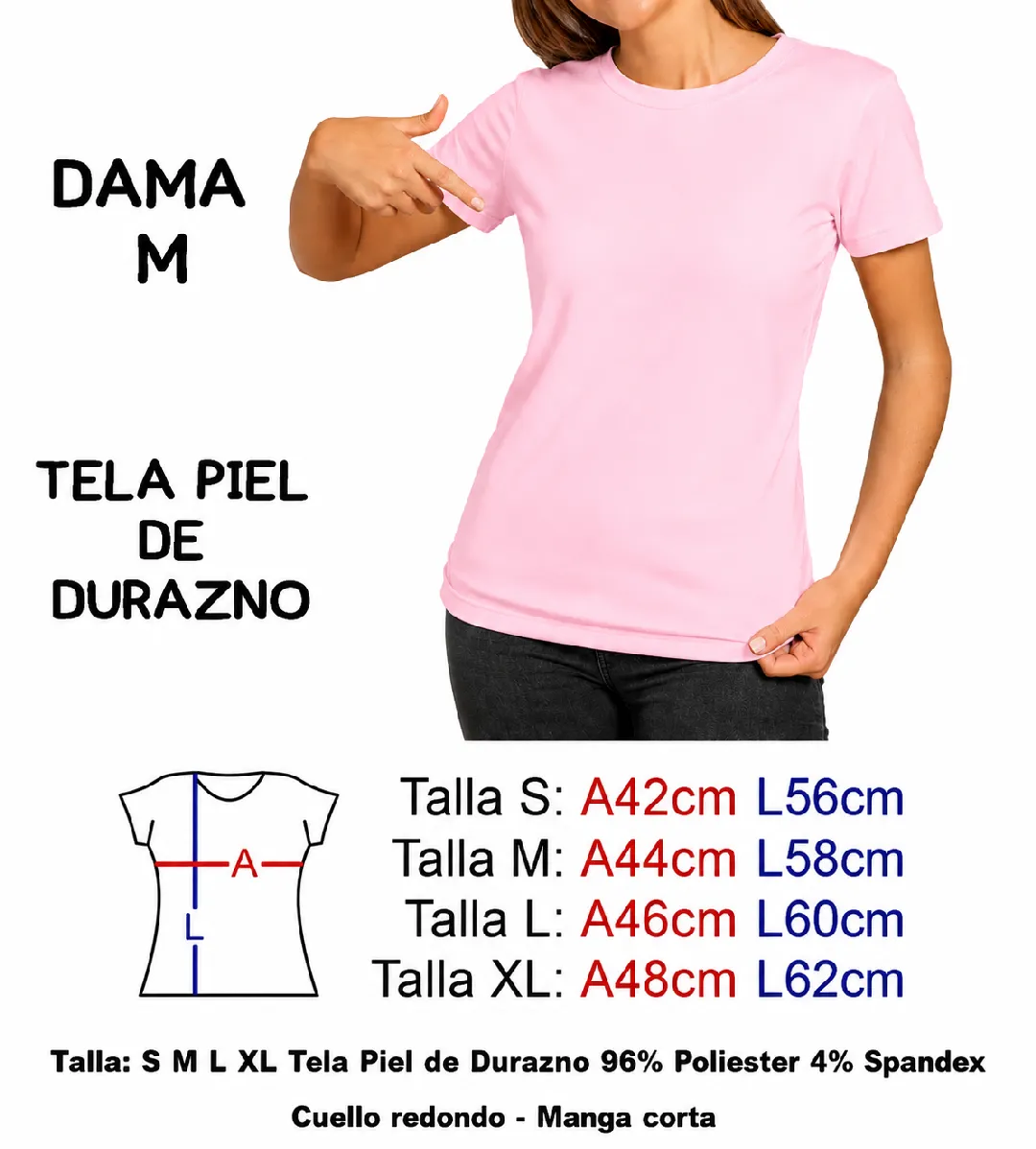 CAMISETA PALO DE ROSA PIEL DE DURAZNO DAMA M