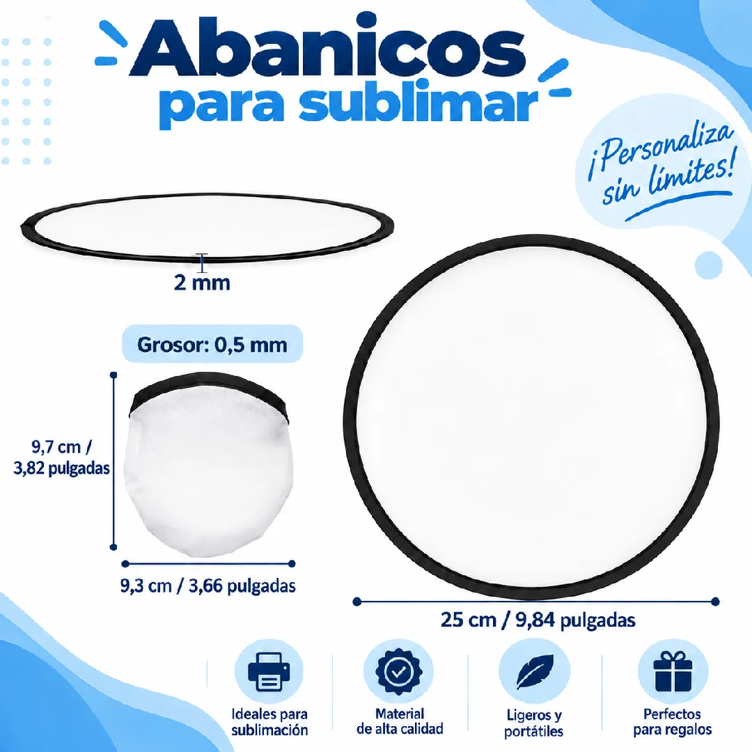 ABANICOS PARA SUBLIMAR BORDE NEGRO
